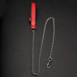 The Red Laisse avec poignée en cuir 1m Rouge